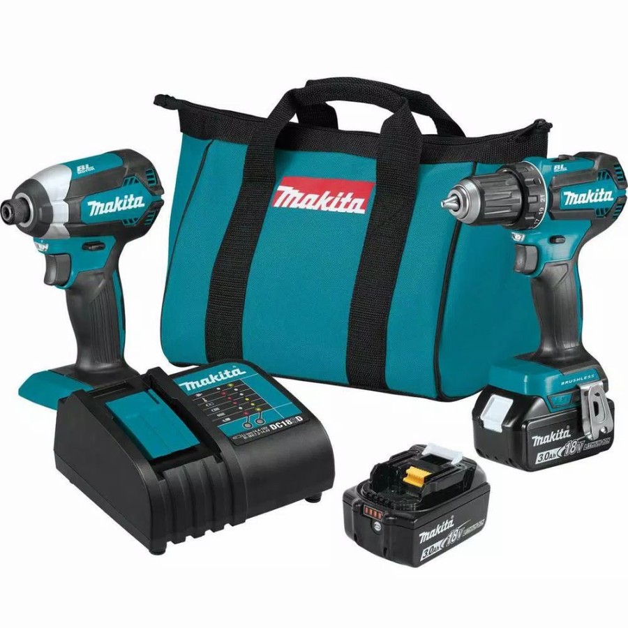 Power Tool Combo Kits * | Power Tool Combo Kits Makita 18-Volt Lxt Lithium-Ion Brushless Cordless 2-Piece Combo Kit 3.0Ah Driver-Drill/ Impact Driver