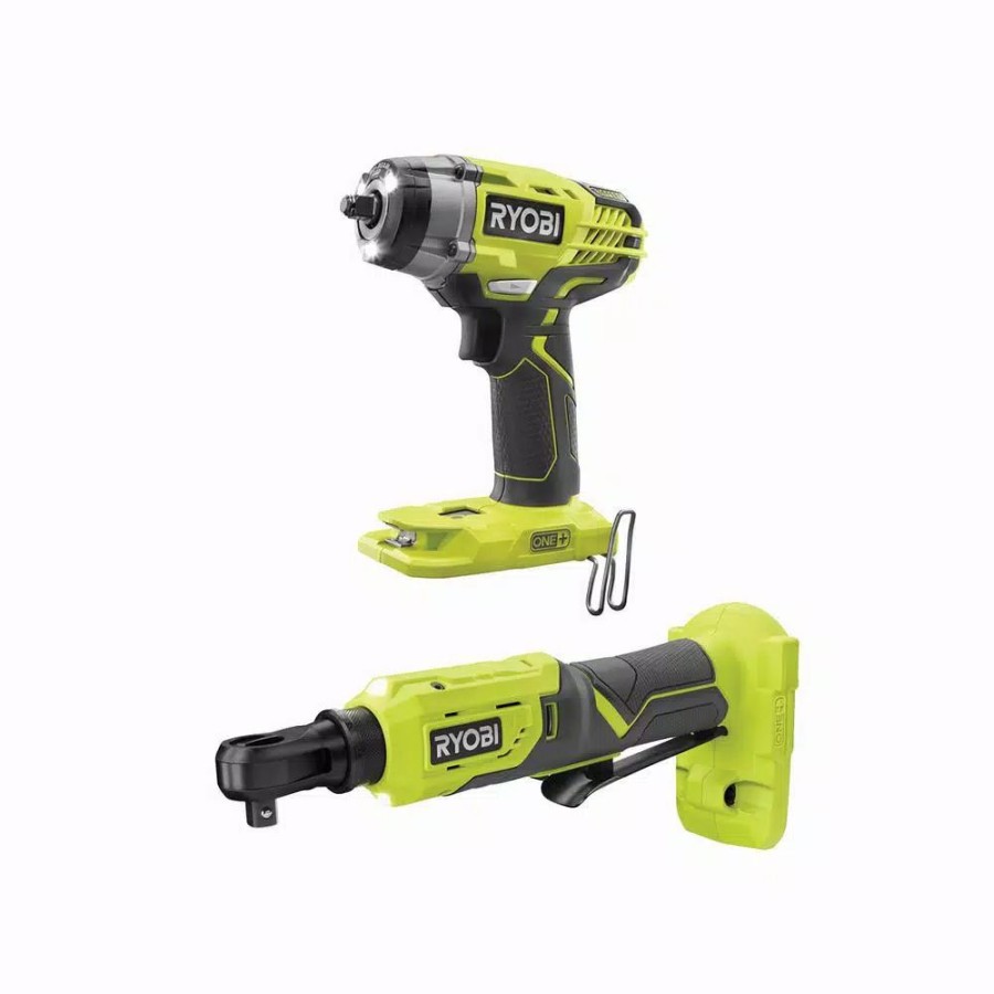 Power Tool Combo Kits * | Power Tool Combo Kits Ryobi One+ 18V Cordless 3/8 In. 3-Speed Impact Wrench And 3/8 In. 4-Position Ratchet Kit (Tools Only)