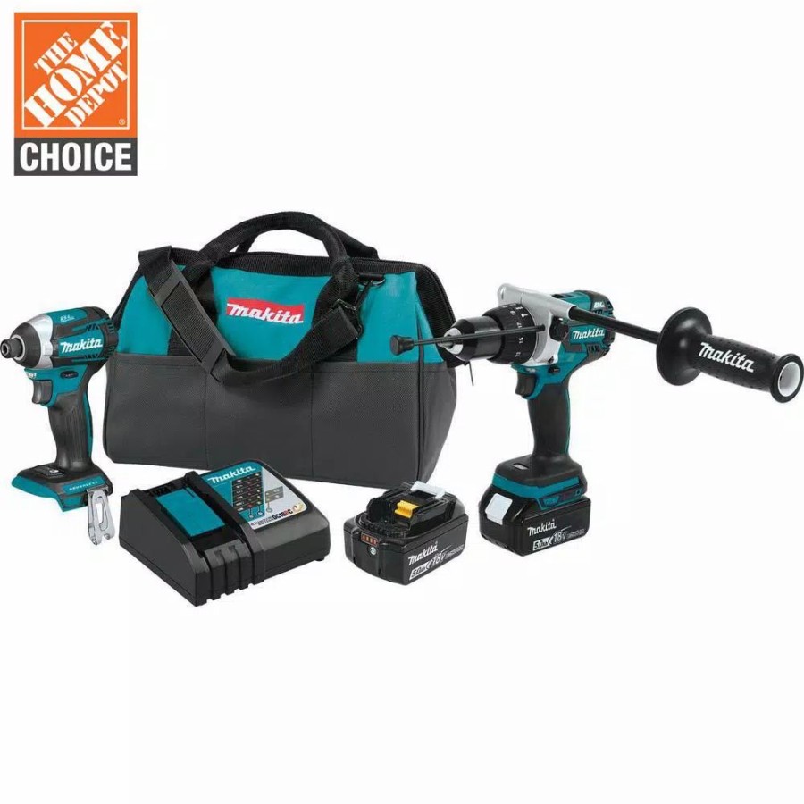 Power Tool Combo Kits * | Power Tool Combo Kits Makita 18-Volt Lxt Lithium-Ion Brushless Cordless 2-Piece Combo Kit (Hammer Drill/ Impact Driver) 5.0Ah