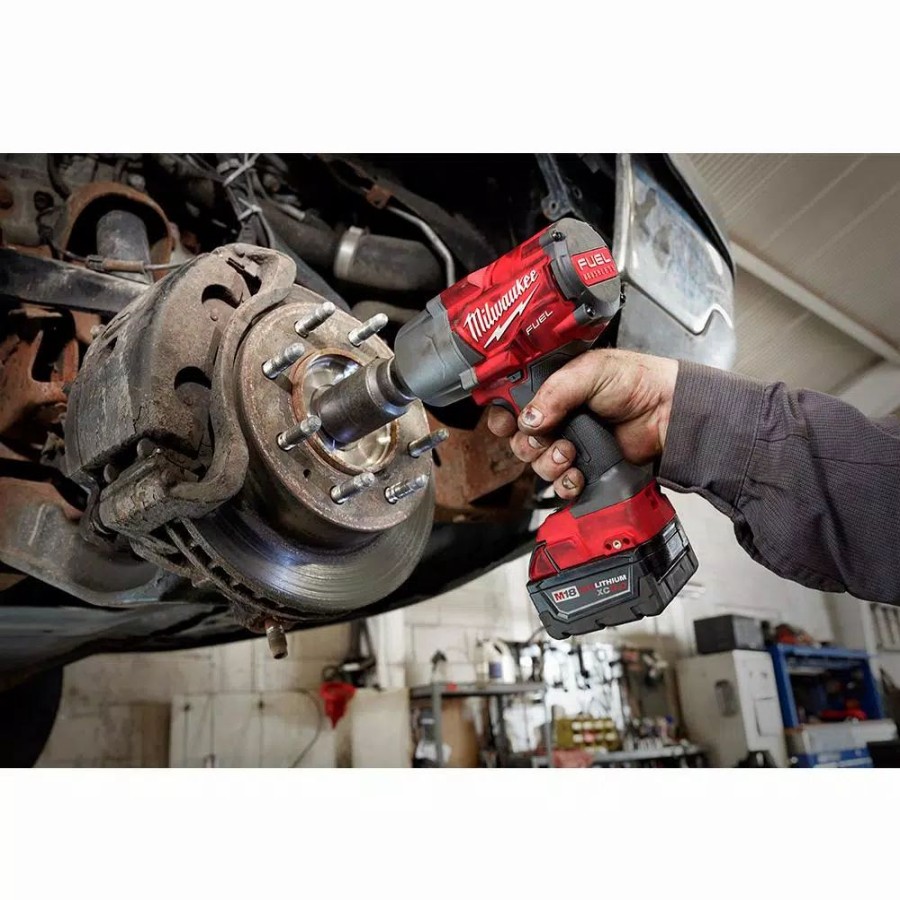 Impact Wrenches * | Impact Wrenches Milwaukee M18 Fuel 18-Volt Lithium-Ion Brushless Cordless 1/2 In. Impact Wrench Friction Ring With Super Charger & 8.0 Ah Battery