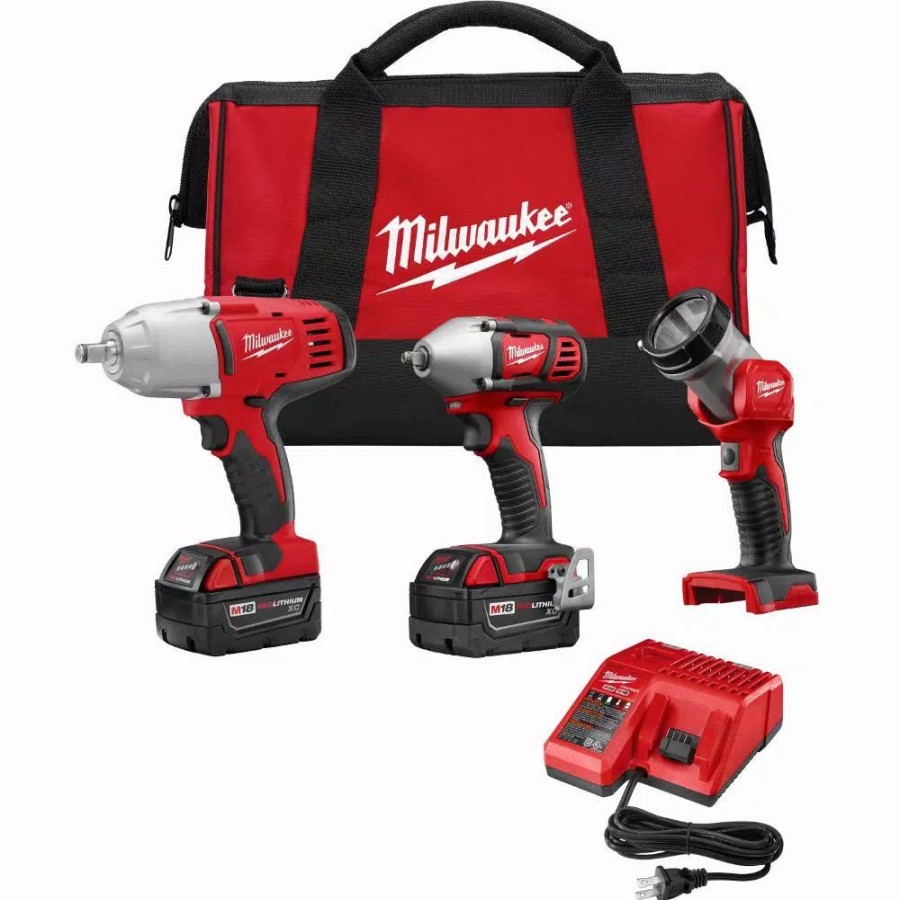 Power Tool Combo Kits * | Power Tool Combo Kits Milwaukee M18 18-Volt Lithium-Ion Cordless Combo Tool Kit (3-Tool) With (2) 3.0 Ah Batteries, (1) Charger, (1) Tool Bag