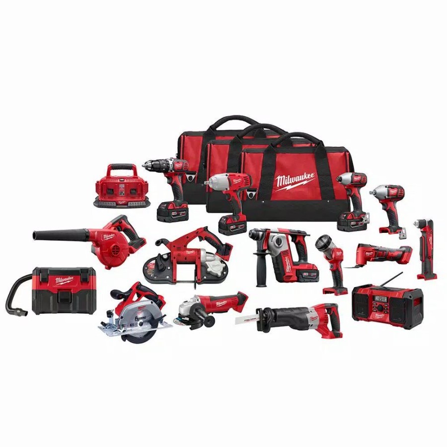 Power Tool Combo Kits * | Power Tool Combo Kits Milwaukee M18 18-Volt Lithium-Ion Cordless Combo Tool Kit (15-Tool) With Four 3.0 Ah Batteries, (1) Charger, (3) Tool Bag