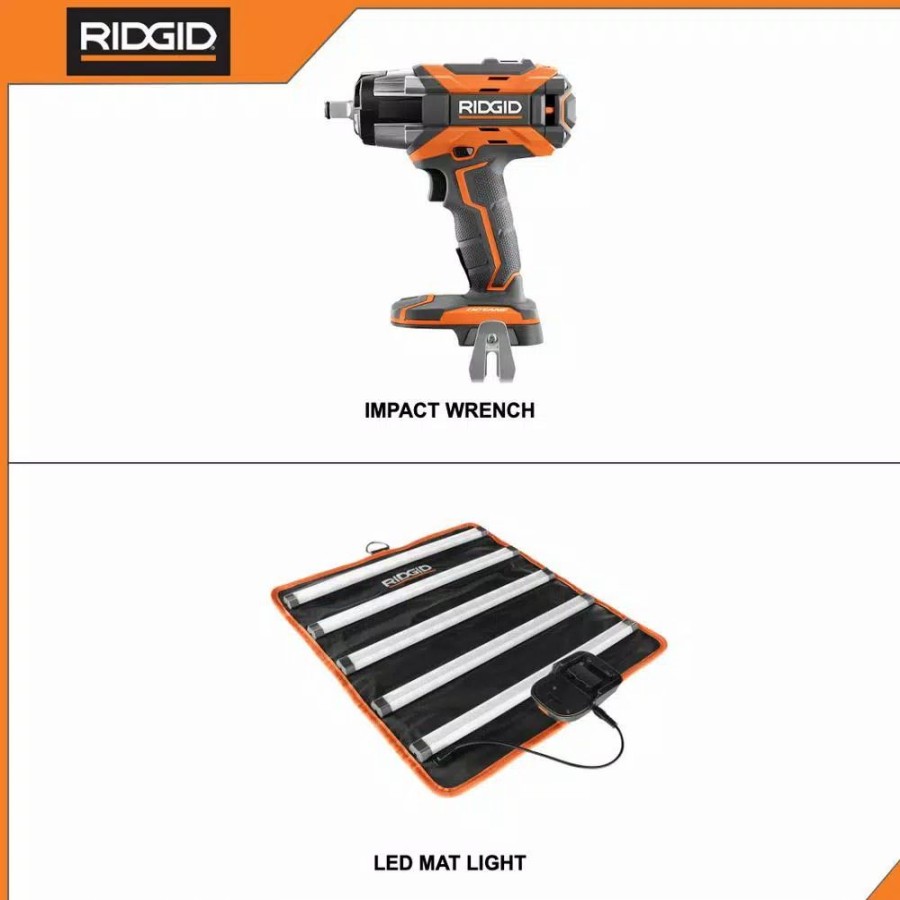 Impact Wrenches * | Impact Wrenches Ridgid 18-Volt Lithium-Ion Brushless Cordless Octane 1/2 In. Impact Wrench And Led Mat Light Kit (Tools Only)