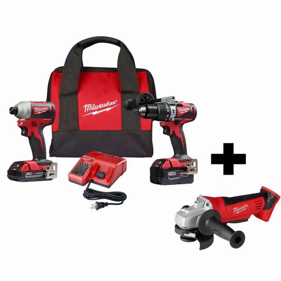 Power Tool Combo Kits * | Power Tool Combo Kits Milwaukee M18 18-Volt Lithium-Ion Brushless Cordless Hammer Drill And Impact Combo Kit With M18 4-1/2 In. Cut-Off/Grinder