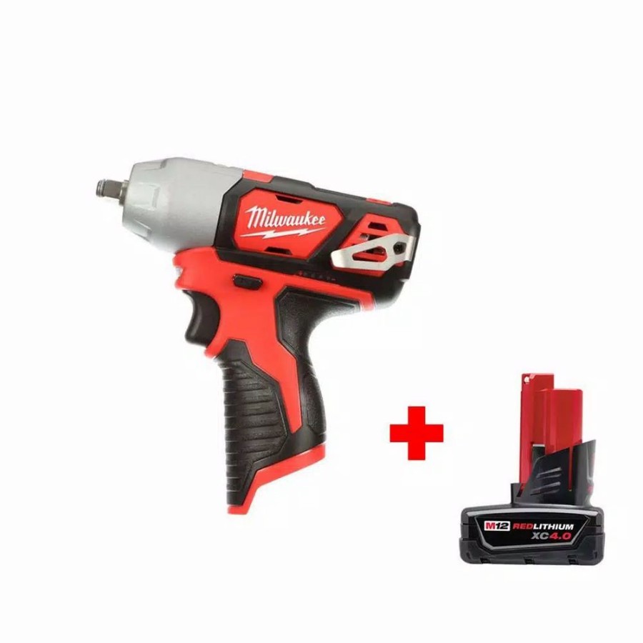 Impact Wrenches * | Impact Wrenches Milwaukee M12 12-Volt Lithium-Ion Cordless 3/8 In. Impact Wrench With 4.0 Ah M12 Battery