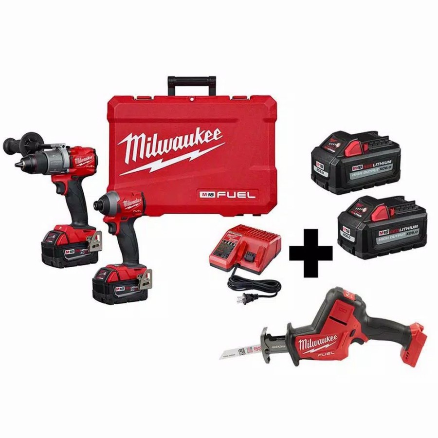 Power Tool Combo Kits * | Power Tool Combo Kits Milwaukee M18 Fuel 18-Volt Lithium-Ion Brushless Cordless Hammer Drill/Hackzall/ Impact Driver Combo Kit (3-Tool) 4-Batteries