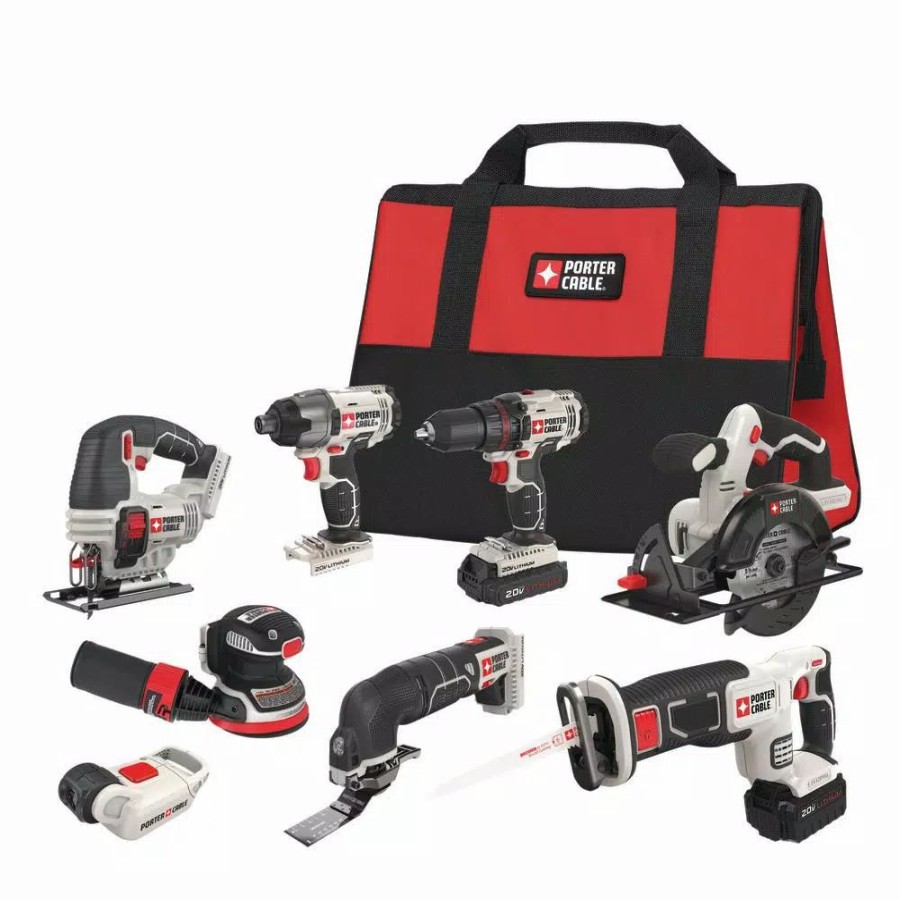 Power Tool Combo Kits * | Power Tool Combo Kits Porter-Cable 20-Volt Max Lithium-Ion Cordless Combo Kit (8-Tool)