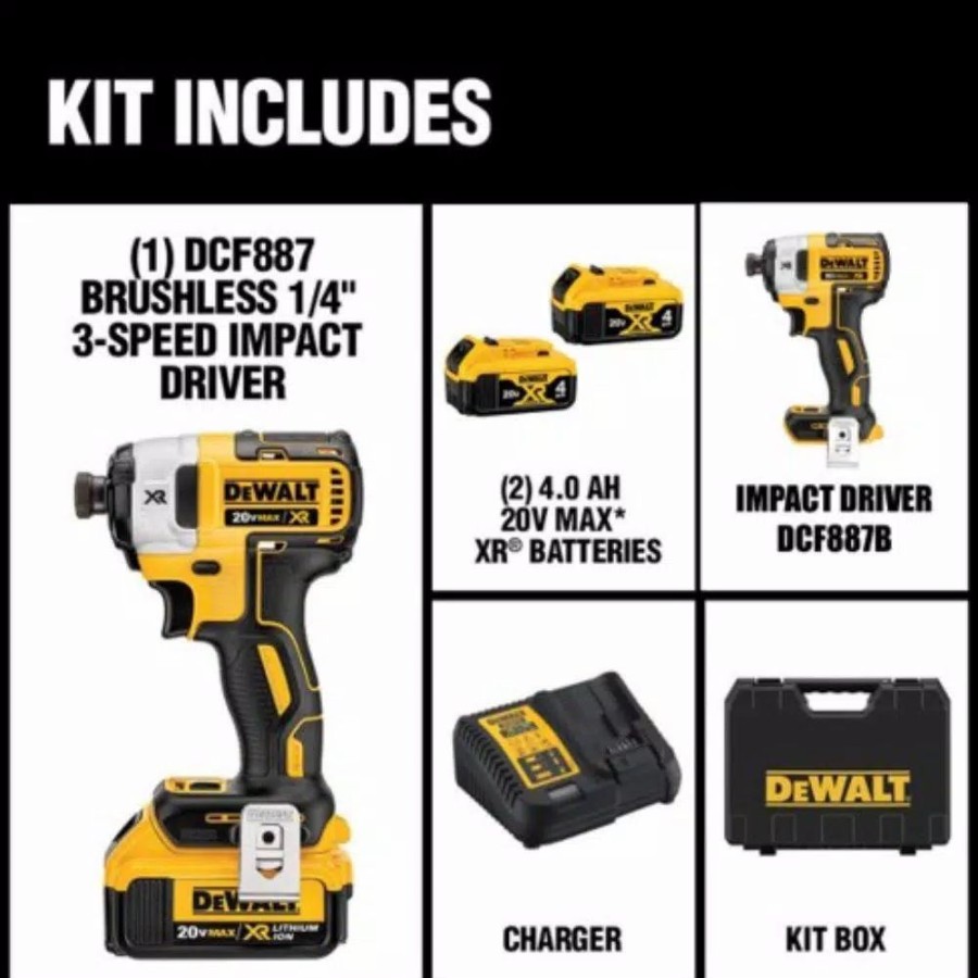 Impact Wrenches * | Impact Wrenches Dewalt 20-Volt Max Cordless 1/2 In. Impact Wrench Kit With Detent Pin, (2) 20-Volt 4.0Ah Batteries & 1/4 In. Impact Driver