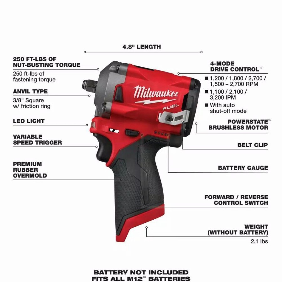 Power Tool Combo Kits * | Power Tool Combo Kits Milwaukee M12 Fuel 12-Volt Lithium-Ion Brushless Cordless Combo Kit (4-Tool) With 2 Batteries And Bag