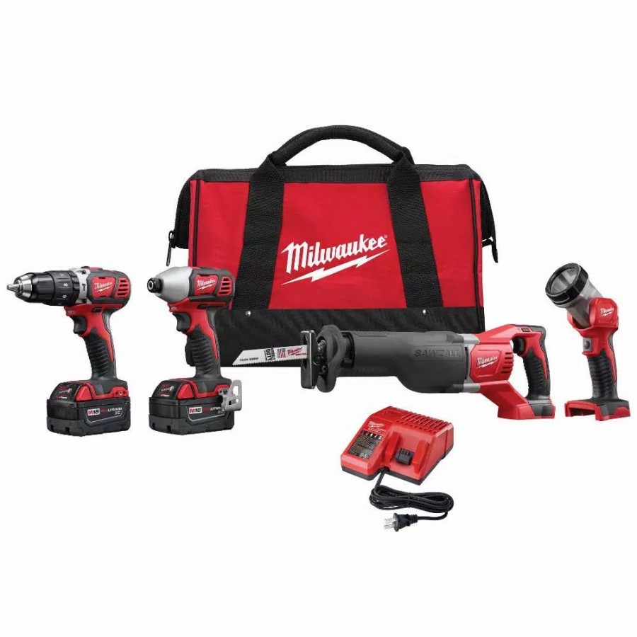 Power Tool Combo Kits * | Power Tool Combo Kits Milwaukee M18 18-Volt Lithium-Ion Cordless Combo Tool Kit (4-Tool) With (2) 3.0Ah Batteries, 1-Charger, 1-Tool Bag