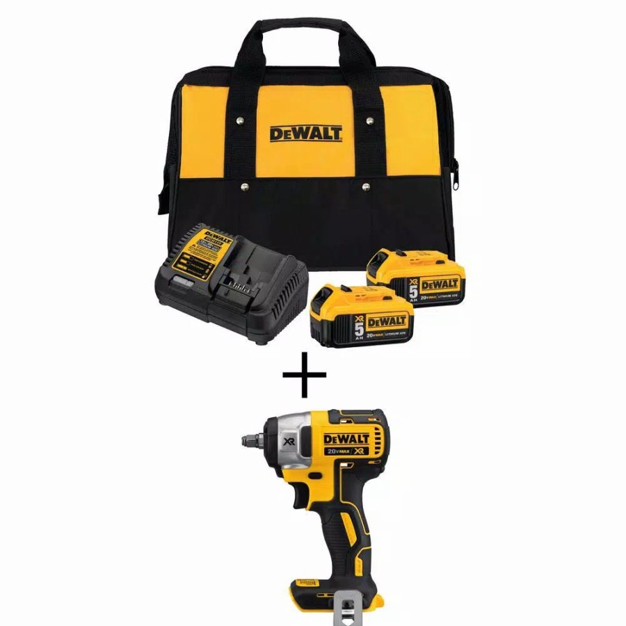 Impact Wrenches * | Impact Wrenches Dewalt 20-Volt Max Xr Cordless Brushless 3/8 In. Compact Impact Wrench With (2) 20-Volt 5.0Ah Batteries & Charger