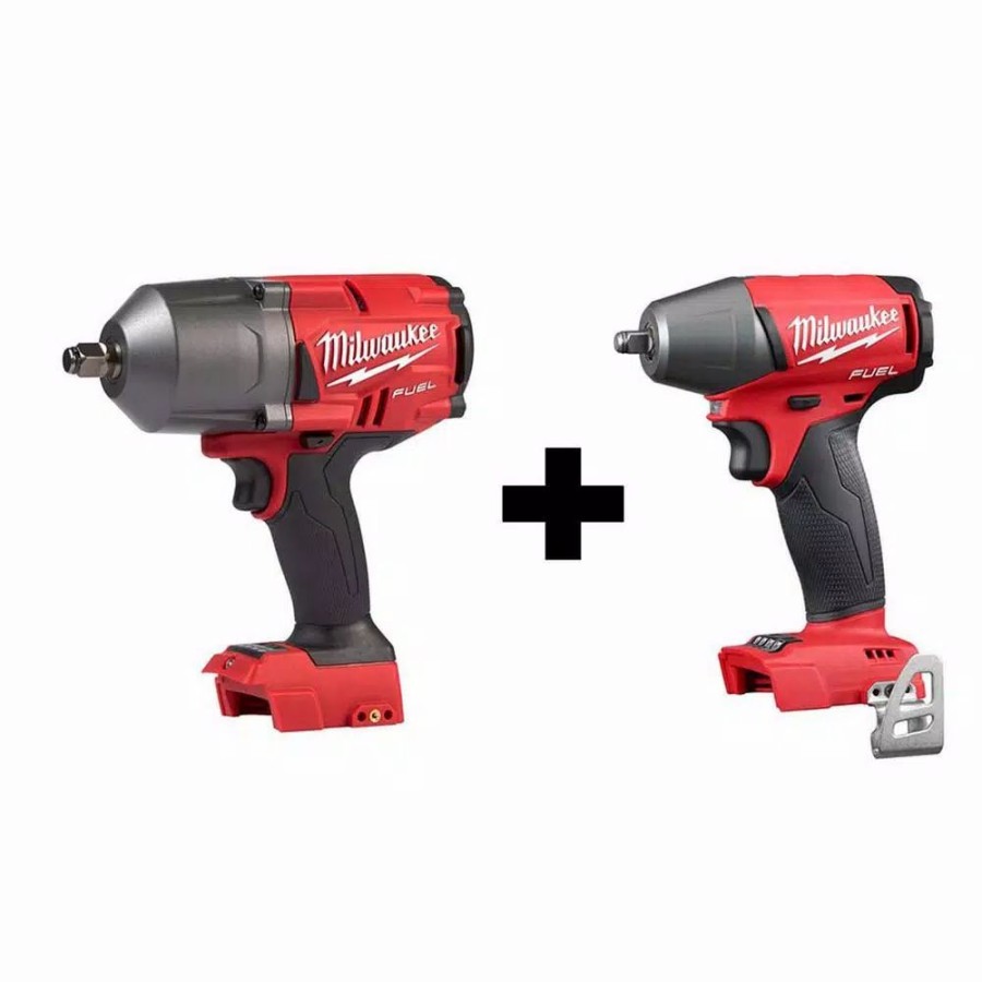 Impact Wrenches * | Impact Wrenches Milwaukee M18 Fuel 18-Volt Lithium-Ion Brushless Cordless 1/2 In. High Torque & Compact Impact Wrench With Friction Ring (2-Tool)