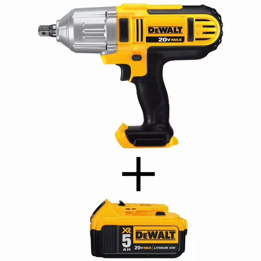 Impact Wrenches * | Impact Wrenches Dewalt 20-Volt Max Cordless 1/2 In. High Torque Impact Wrench With Detent Pin & (1) 20-Volt 5.0Ah Battery