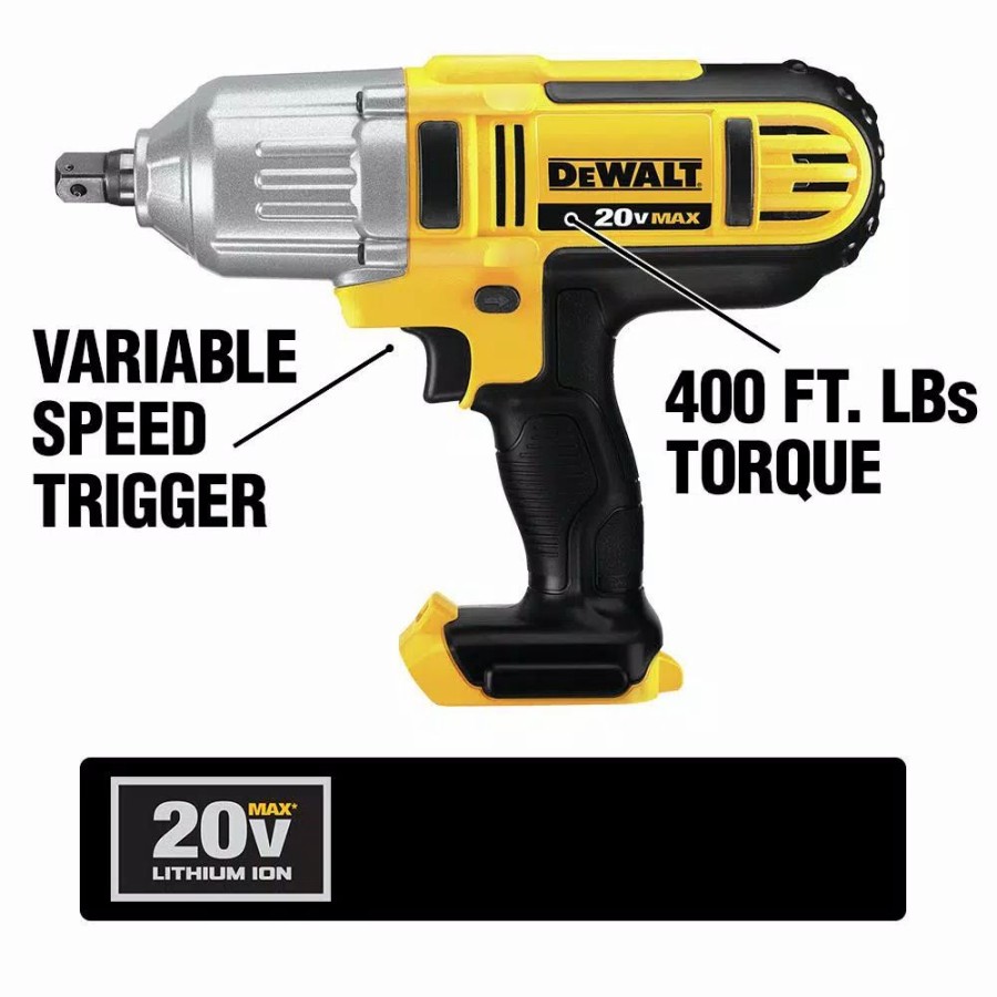 Impact Wrenches * | Impact Wrenches Dewalt 20-Volt Max Cordless 1/2 In. High Torque Impact Wrench With Detent Pin & (1) 20-Volt 5.0Ah Battery