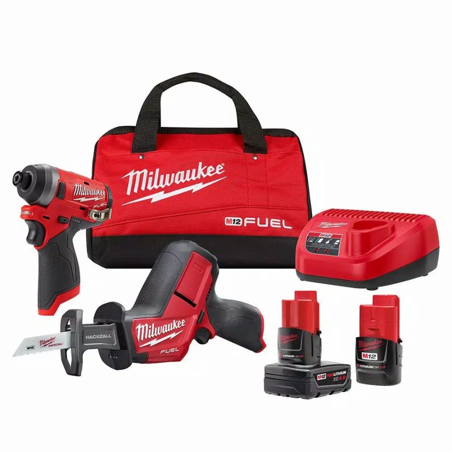 Power Tool Combo Kits * | Power Tool Combo Kits Milwaukee M12 Fuel 12-Volt Lithium-Ion Brushless Cordless Hackzall And Impact Driver Combo Kit (2-Tool) With 2-Batteries And Bag