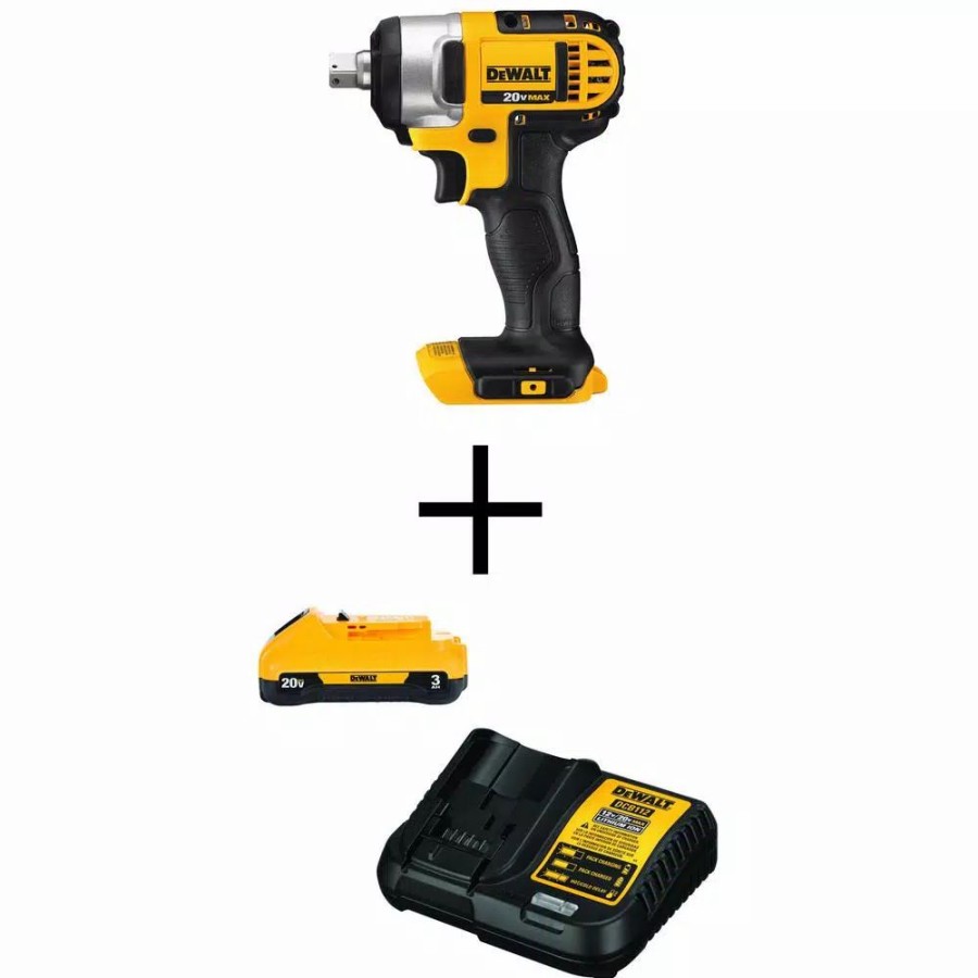 Impact Wrenches * | Impact Wrenches Dewalt 20-Volt Max Cordless 1/2 In. Impact Wrench Kit With Detent Pin, (1) 20-Volt 3.0Ah Battery & Charger