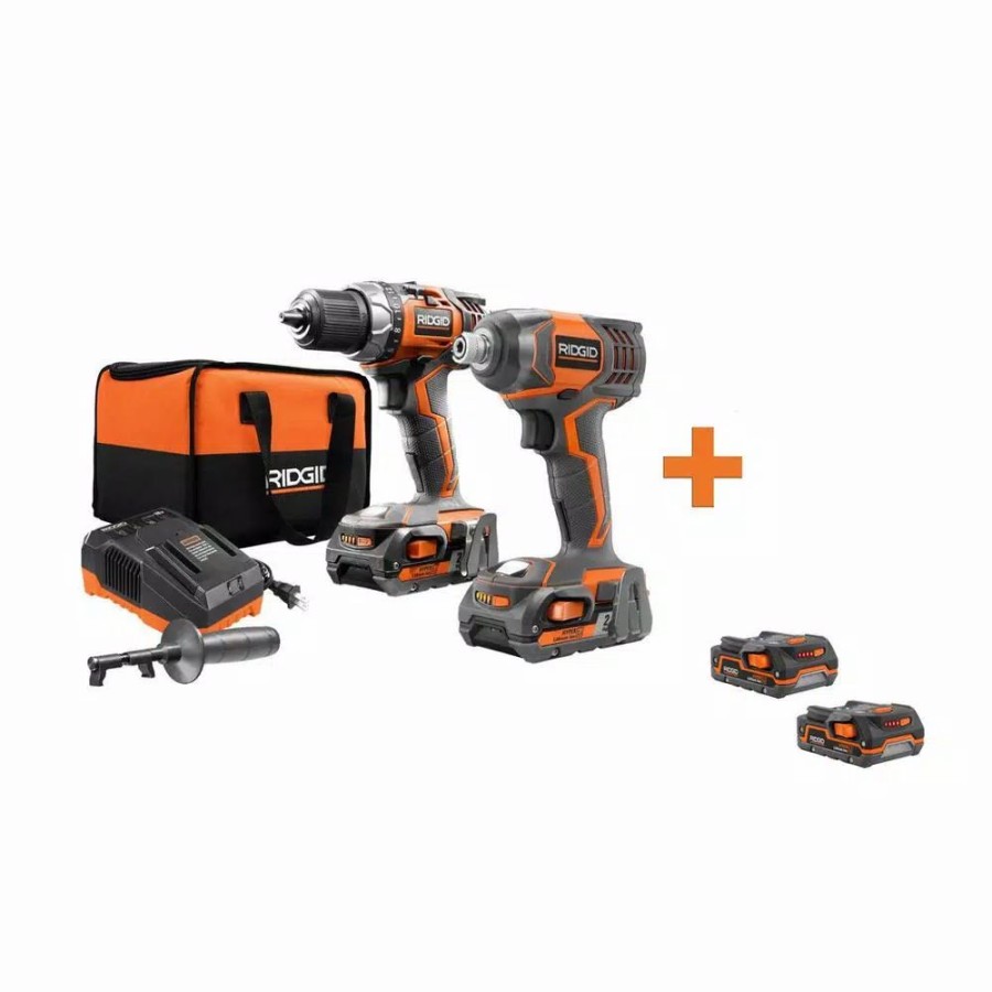 Power Tool Combo Kits * | Power Tool Combo Kits Ridgid 18-Volt Cordless Drill/Driver And Impact Driver Combo Kit With Bonus 18-Volt 1.5 Ah Lithium-Ion Battery (2-Pack)