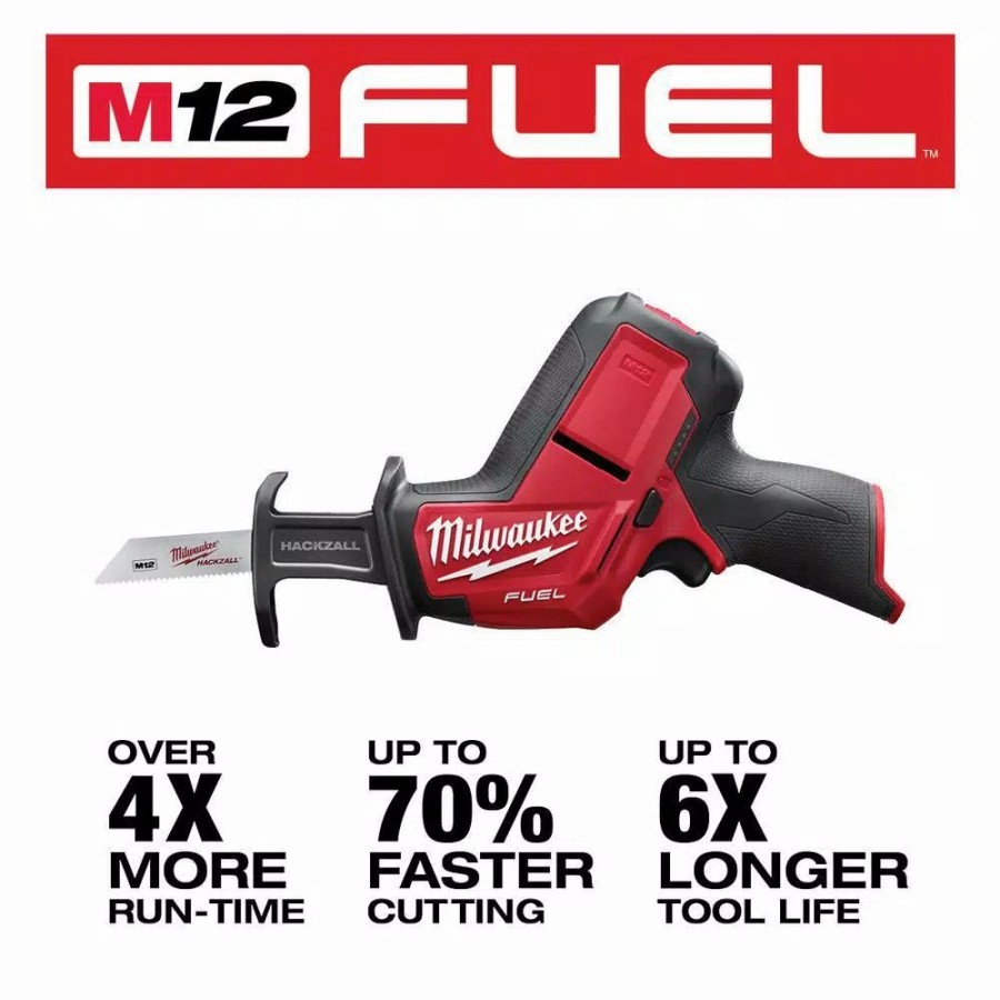 Impact Wrenches * | Impact Wrenches Milwaukee M12 Fuel 12-Volt Lithium-Ion Brushless Cordless Stubby 3/8 In. Impact Wrench And Hackzall With Two 3.0 Ah Batteries