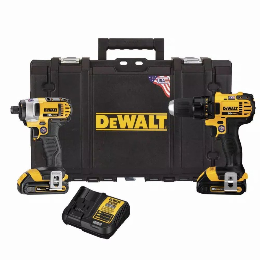 Power Tool Combo Kits * | Power Tool Combo Kits Dewalt 20-Volt Max Lithium-Ion Cordless Drill Driver/Impact Driver Combo Kit (2-Tool) W/ (2) Batteries 1.5Ah, Charger And Case