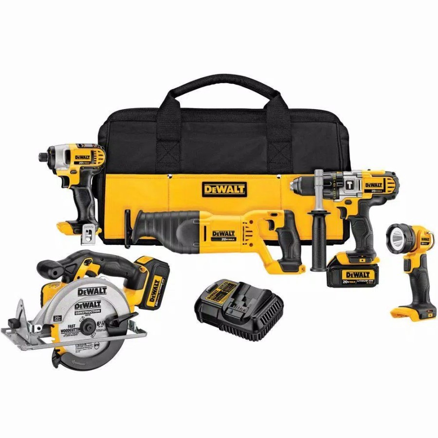 Power Tool Combo Kits * | Power Tool Combo Kits Dewalt 20-Volt Max Cordless Combo Kit (5-Tool) With (2) 20-Volt 3.0Ah Batteries & Charger