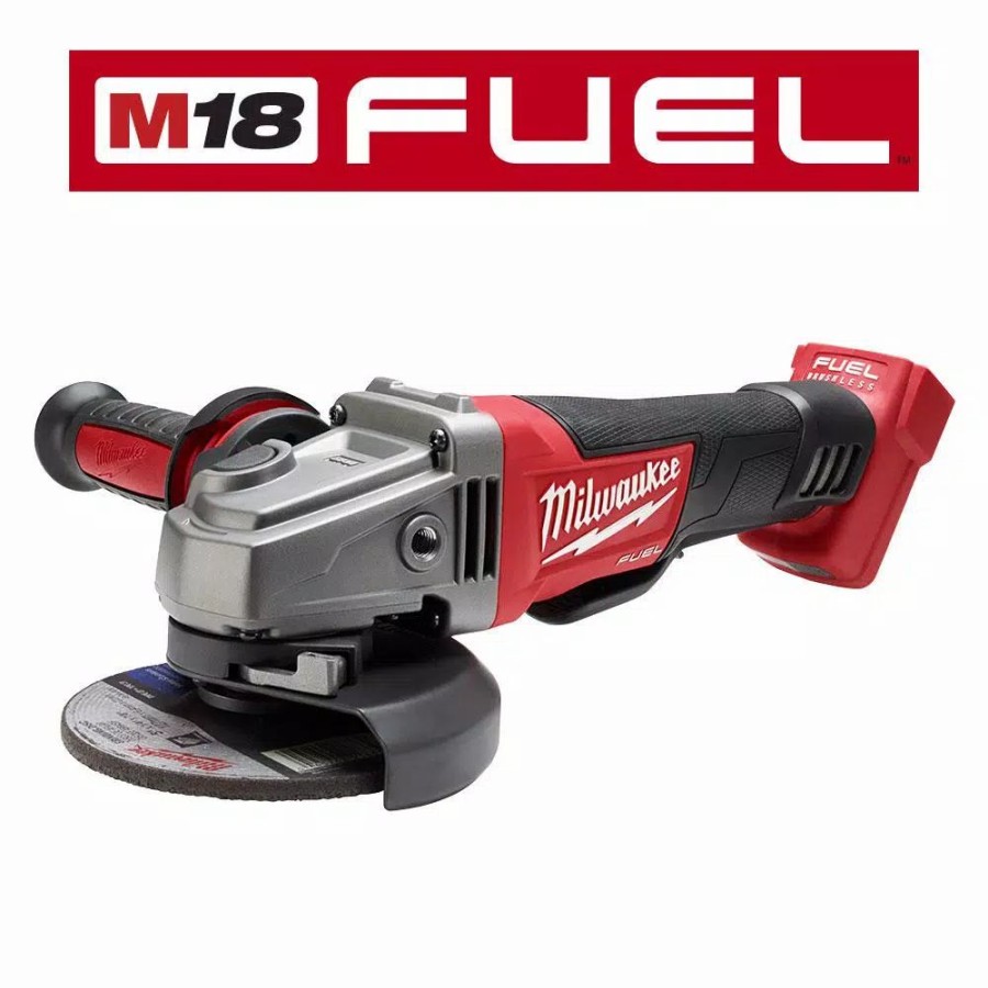 Power Tool Combo Kits * | Power Tool Combo Kits Milwaukee M18 Fuel 18-Volt 4-1/2 In./5 In. Cordless Grinder With Paddle Switch With Braking Grinder & (2) M18 6.0 Batteries