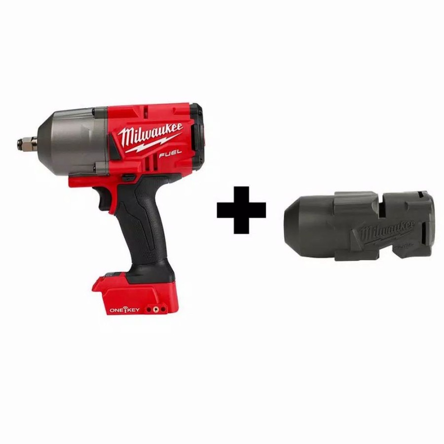 Impact Wrenches * | Impact Wrenches Milwaukee M18 Fuel One-Key 18-Volt Lithium-Ion Brushless Cordless 1/2 In. Impact Wrench With Friction Ring With Protective Boot