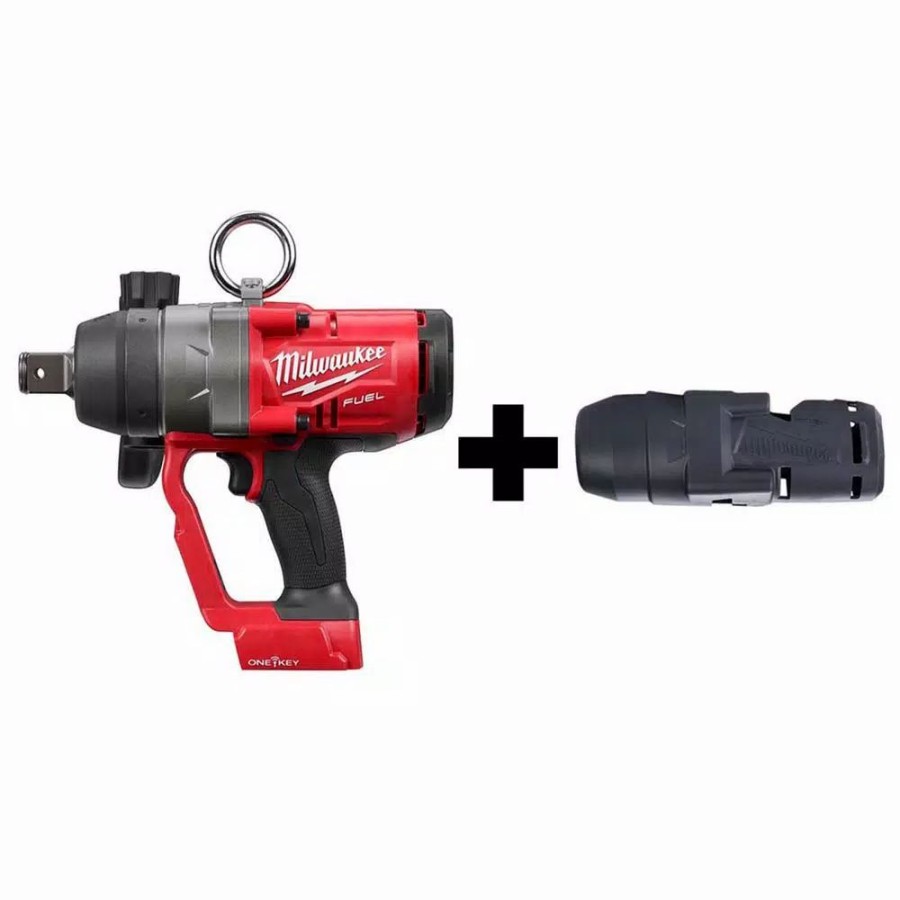 Impact Wrenches * | Impact Wrenches Milwaukee M18 One-Key Fuel 18-Volt Lithium-Ion Brushless Cordless 1 In. Impact Wrench With Friction Ring With Protective Boot