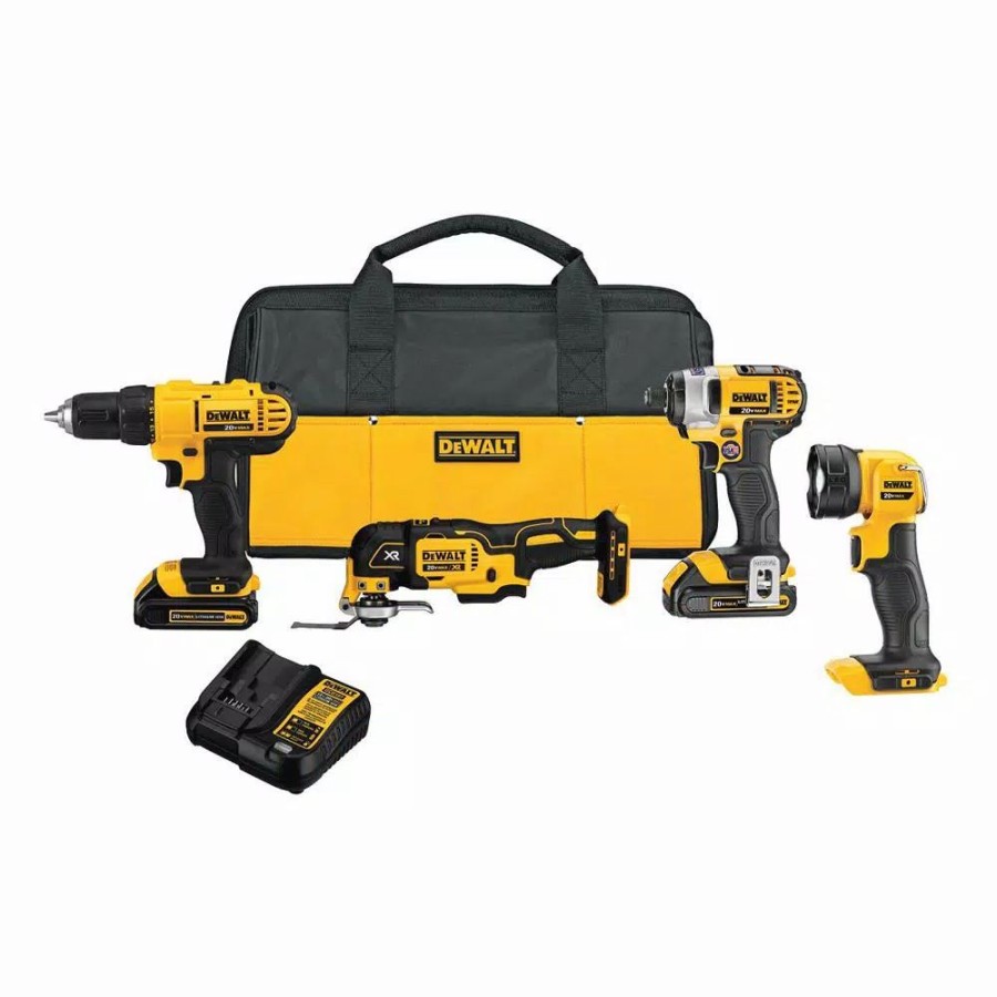 Power Tool Combo Kits * | Power Tool Combo Kits Dewalt 20-Volt Max Cordless Combo Kit (4-Tool) With (2) 20-Volt 1.5Ah Batteries & Charger