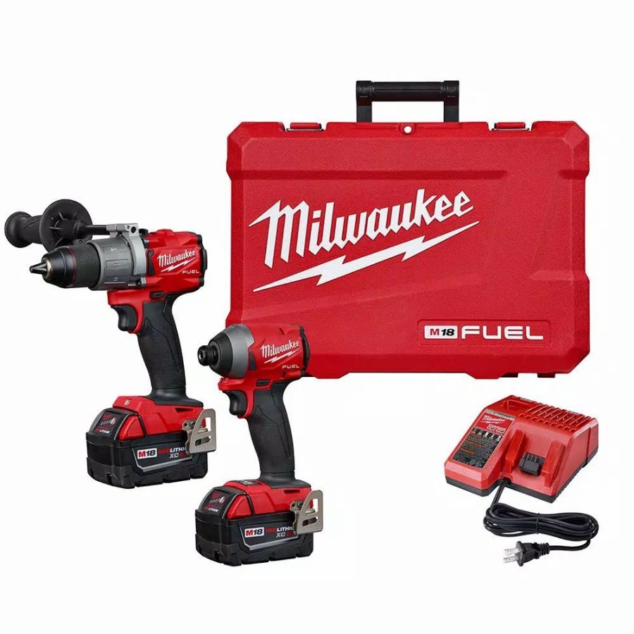 Power Tool Combo Kits * | Power Tool Combo Kits Milwaukee M18 Fuel 18-Volt Lithium-Ion Brushless Cordless Hammer Drill And Impact Driver Combo Kit (2-Tool) With Two 5Ah Batteries