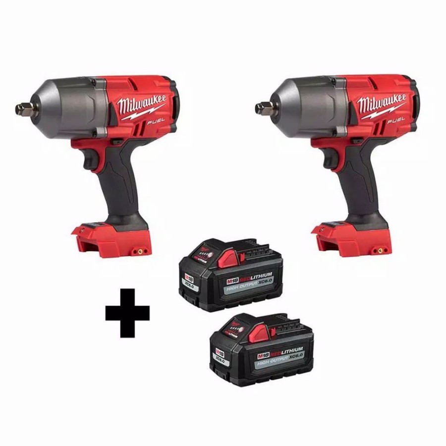 Impact Wrenches * | Impact Wrenches Milwaukee M18 Fuel 18-Volt 1/2 In. Lithium-Ion Brushless Cordless Impact Wrench W/ Friction Ring (2-Tool) W/ Two 6.0Ah Batteries