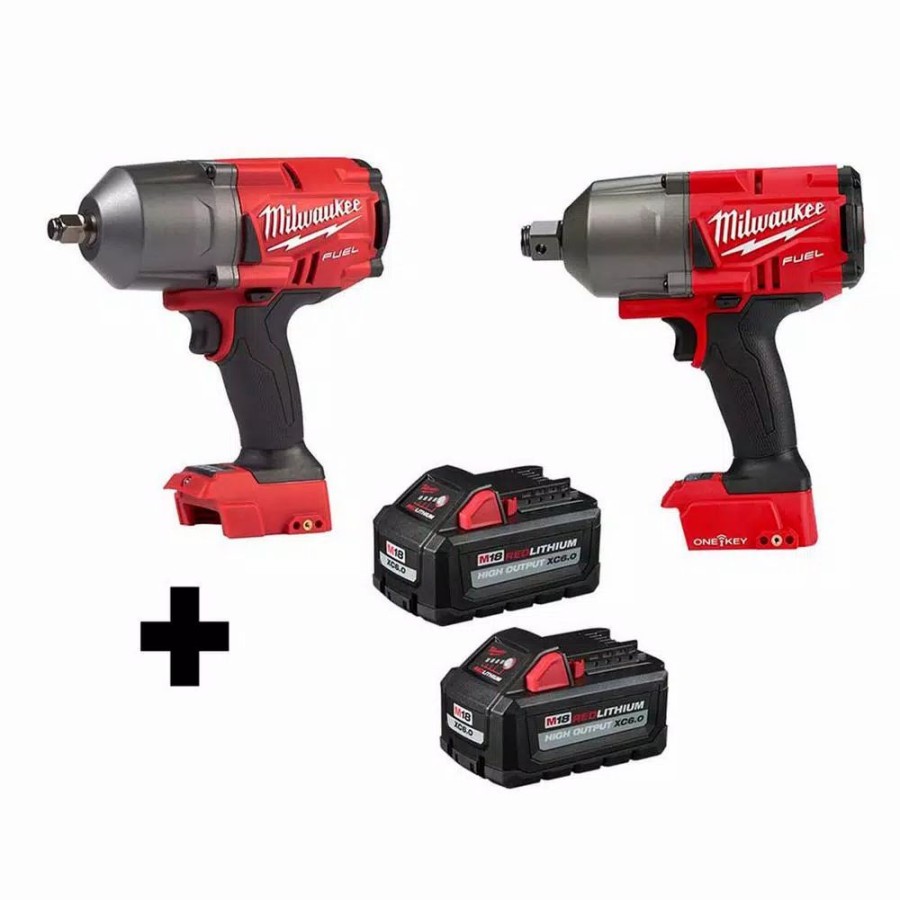 Impact Wrenches * | Impact Wrenches Milwaukee M18 Fuel 18-Volt 1/2 In. Lithium-Ion Brushless Impact Wrench & One-Key 3/4 In. Impact Wrench With (2) 6.0Ah Batteries