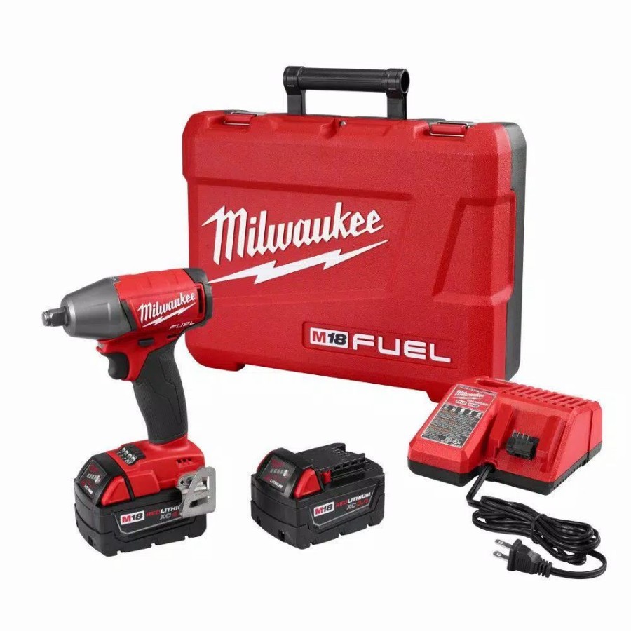 Impact Wrenches * | Impact Wrenches Milwaukee M18 Fuel 18-Volt Lithium-Ion Brushless Cordless 1/2 In. Impact Wrench Friction Ring With Two 5 Ah Batteries, Hard Case